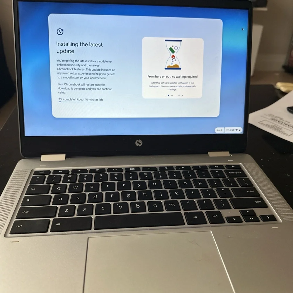 HP Silver Chromebook Laptop with Slim Design